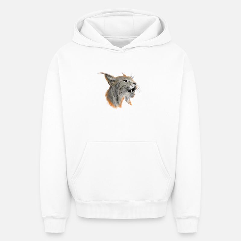 lynx - Sweat à capuche unisexe oversize épais SPREAD - blanc