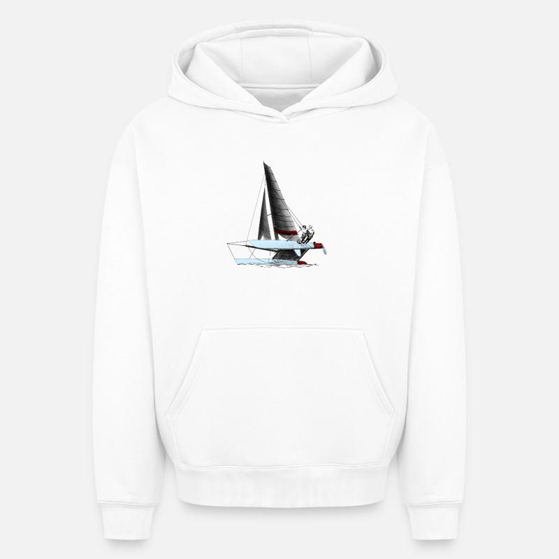 catamaran - Sweat à capuche unisexe oversize épais SPREAD - blanc