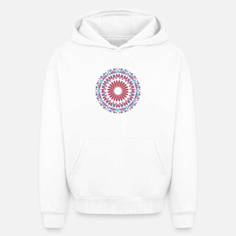 Mandala - Sweat à capuche unisexe oversize épais SPREAD - blanc