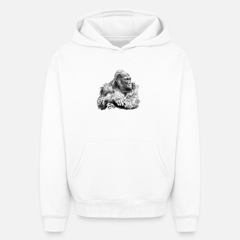 gorilla - Sweat à capuche unisexe oversize épais SPREAD - blanc