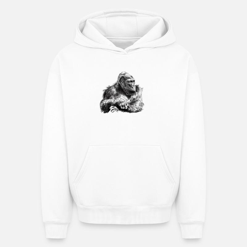 gorilla - Sweat à capuche unisexe oversize épais SPREAD - blanc