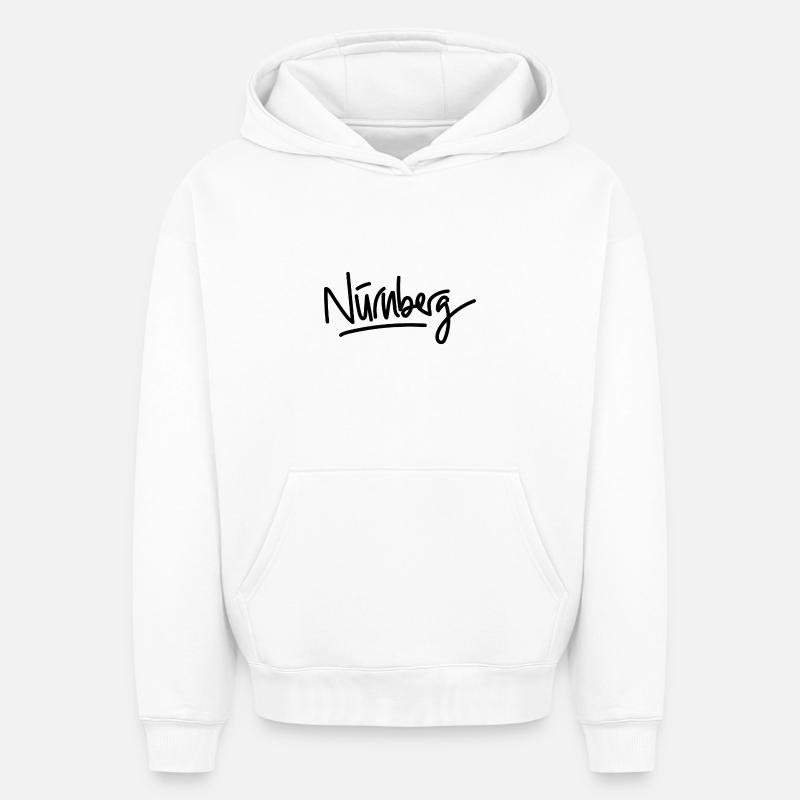 Nuremberg - écriture - Sweat à capuche unisexe oversize épais SPREAD - blanc