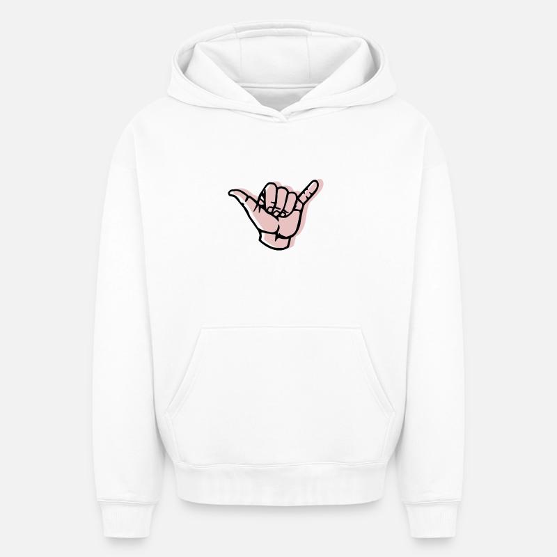 Décalage à la main - Sweat à capuche unisexe oversize épais SPREAD - blanc