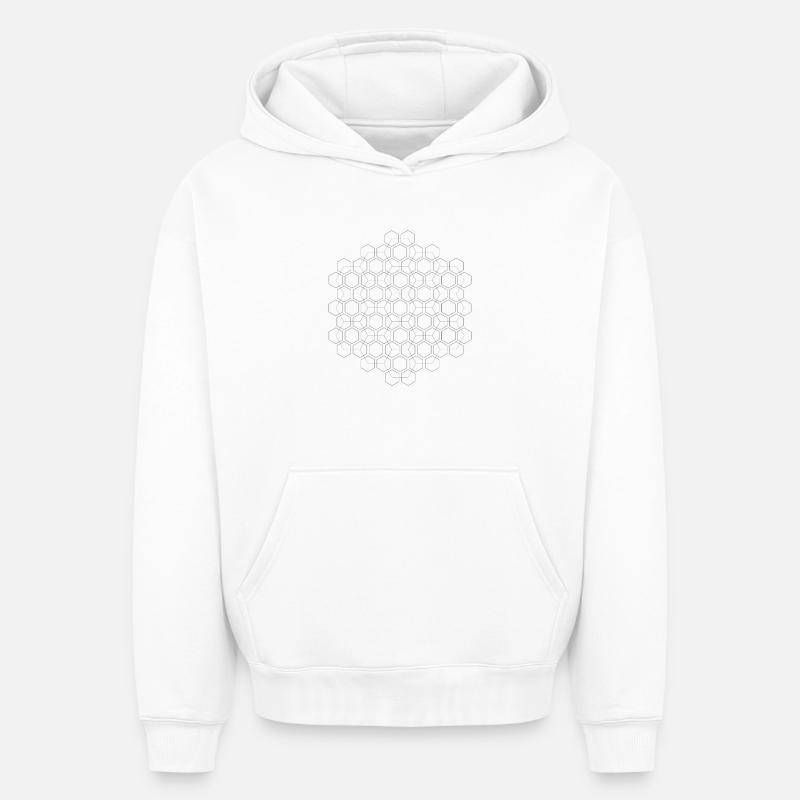 hexagone - Sweat à capuche unisexe oversize épais SPREAD - blanc