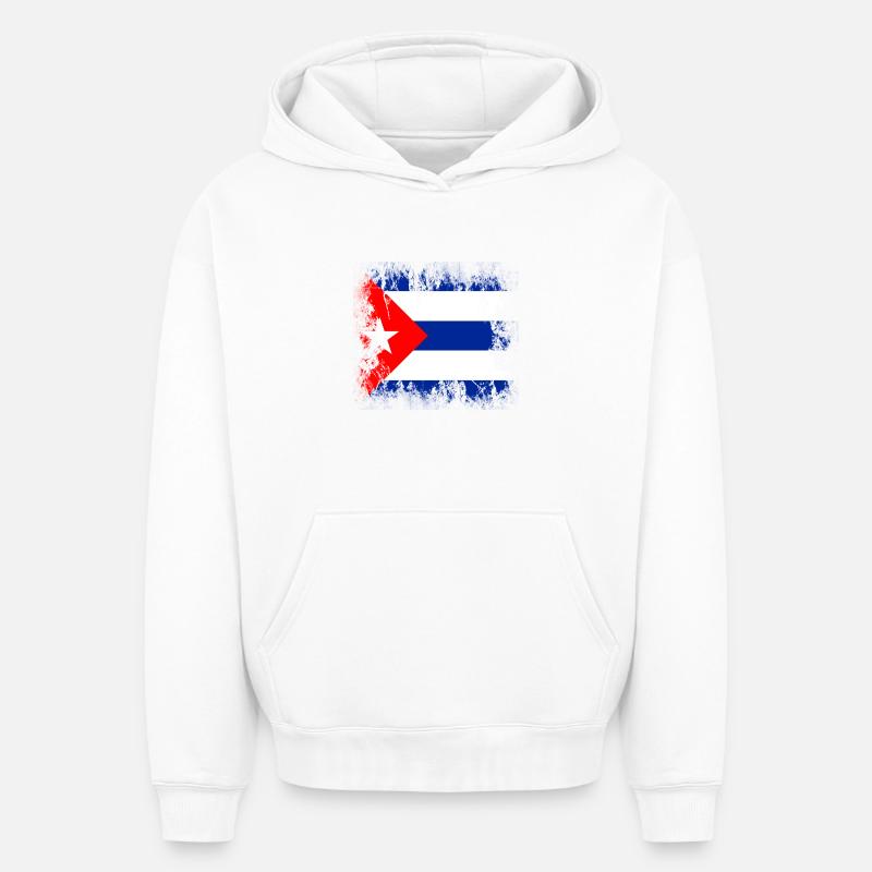 Cuba - Sweat à capuche unisexe oversize épais SPREAD - blanc