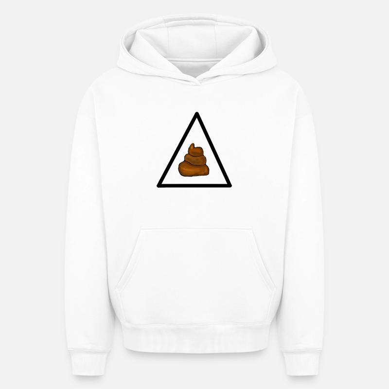 Attention merde, attention merde - Sweat à capuche unisexe oversize épais SPREAD - blanc