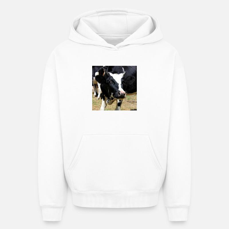 Affiche vache - Sweat à capuche unisexe oversize épais SPREAD - blanc