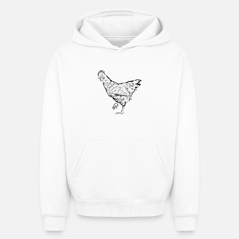 Poules poules - Sweat à capuche unisexe oversize épais SPREAD - blanc