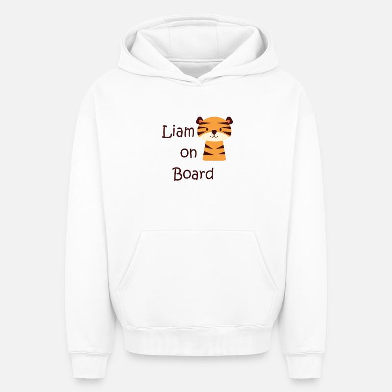 Liam on board - Sweat à capuche unisexe oversize épais SPREAD - blanc