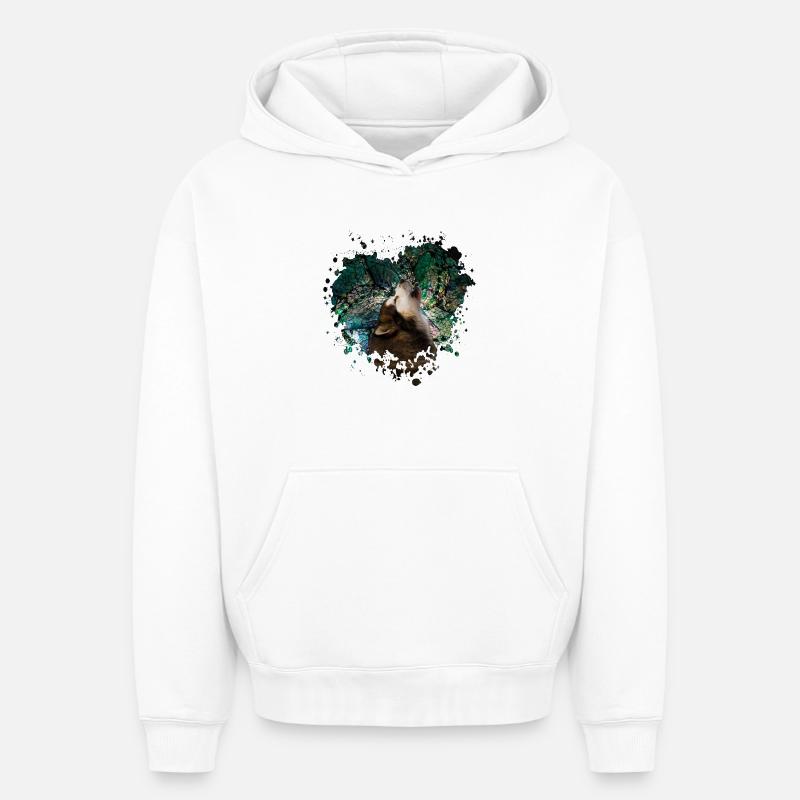 Howling malamute - Sweat à capuche unisexe oversize épais SPREAD - blanc