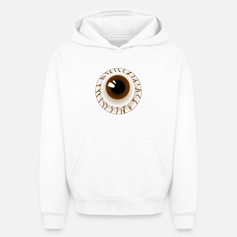 Globe oculaire brun - Sweat à capuche unisexe oversize épais SPREAD - blanc