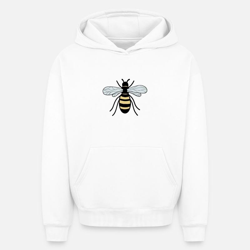 Abeille - Sweat à capuche unisexe oversize épais SPREAD - blanc