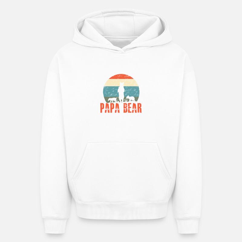 Papa bear - Sweat à capuche unisexe oversize épais SPREAD - blanc