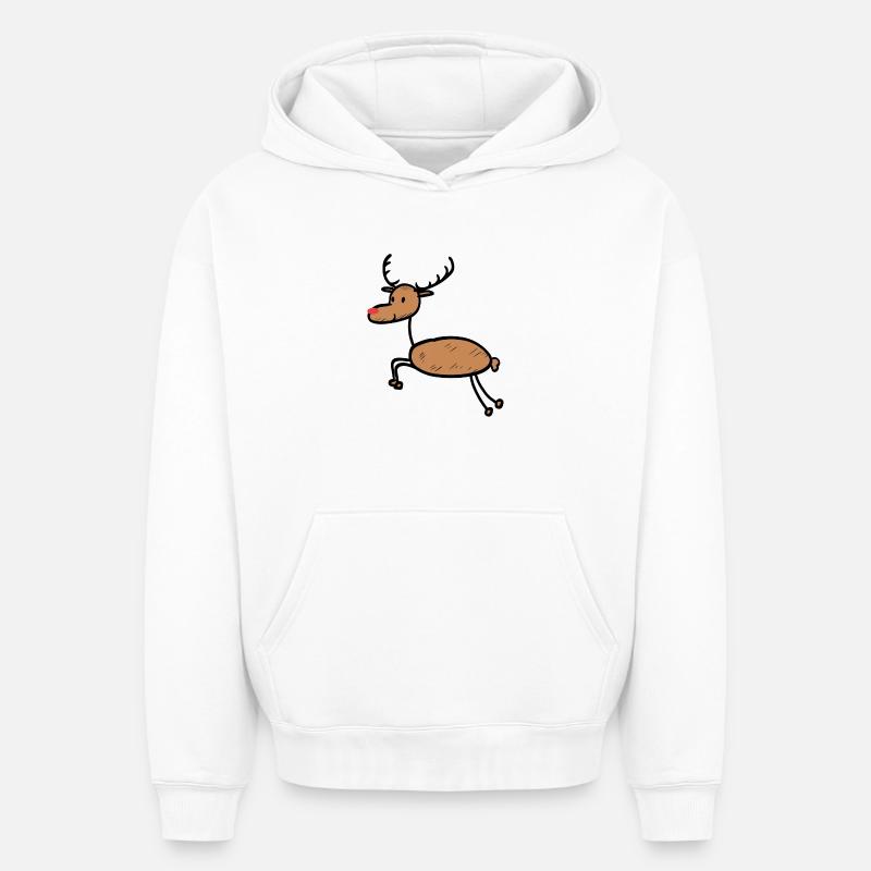 Fun Rennier Noël - Sweat à capuche unisexe oversize épais SPREAD - blanc