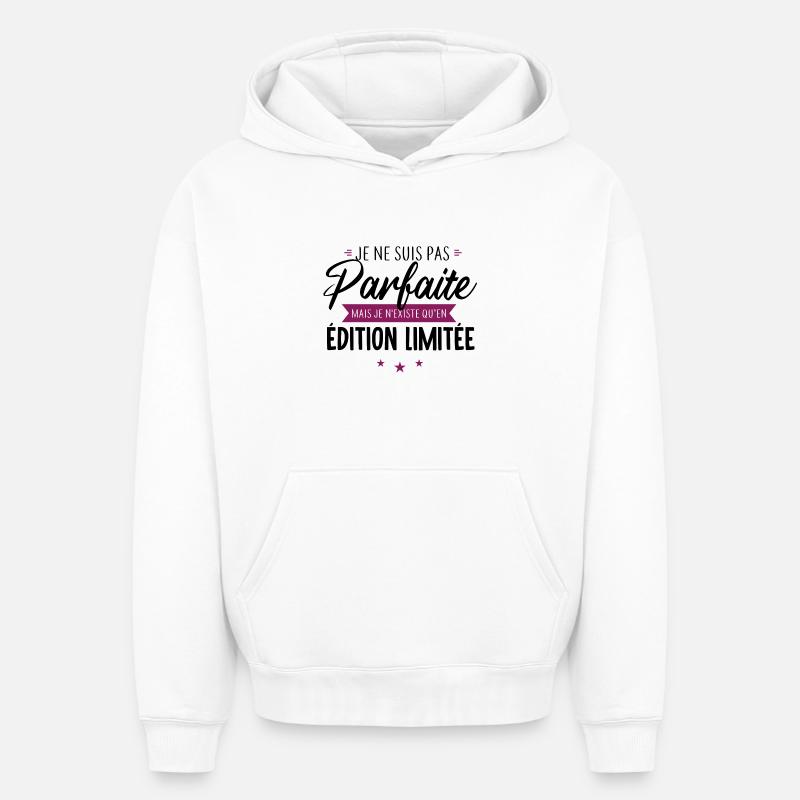Je ne suis pas parfaite - Sweat à capuche unisexe oversize épais SPREAD - blanc