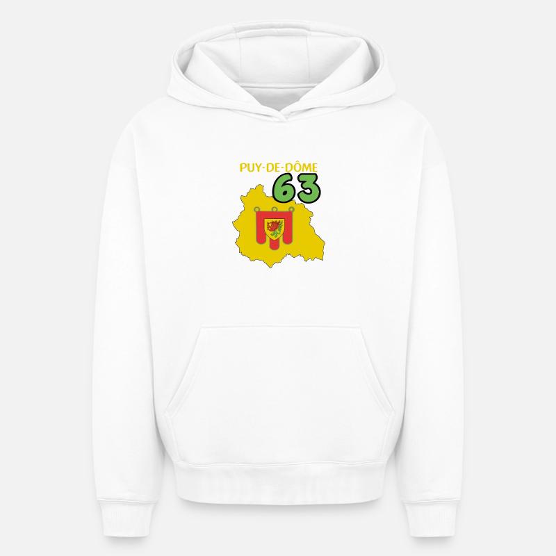 Puy de Dôme - Sweat à capuche unisexe oversize épais SPREAD - blanc