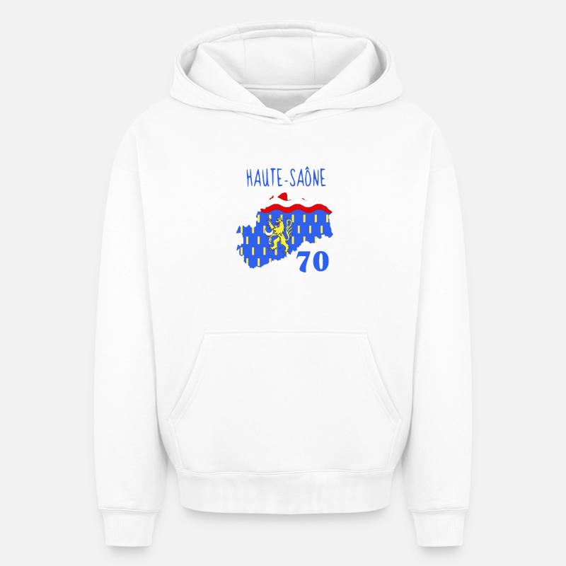 Haute-Saône - Sweat à capuche unisexe oversize épais SPREAD - blanc