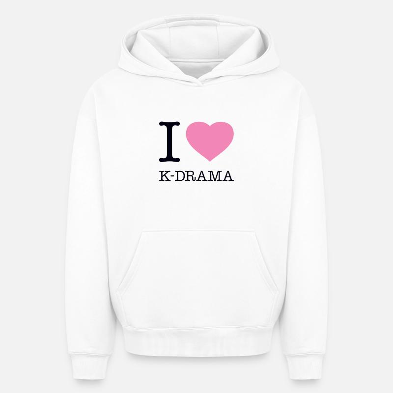 J’ADORE K-DRAMA - Sweat à capuche unisexe oversize épais SPREAD - blanc