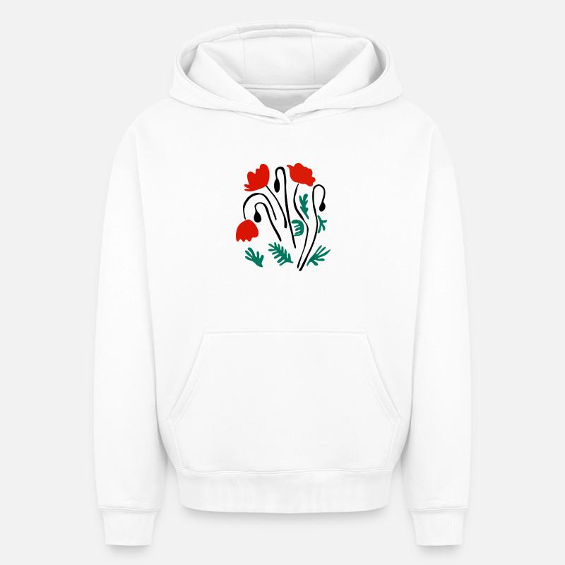 Coquelicots Matisse inspiré - Sweat à capuche unisexe oversize épais SPREAD - blanc
