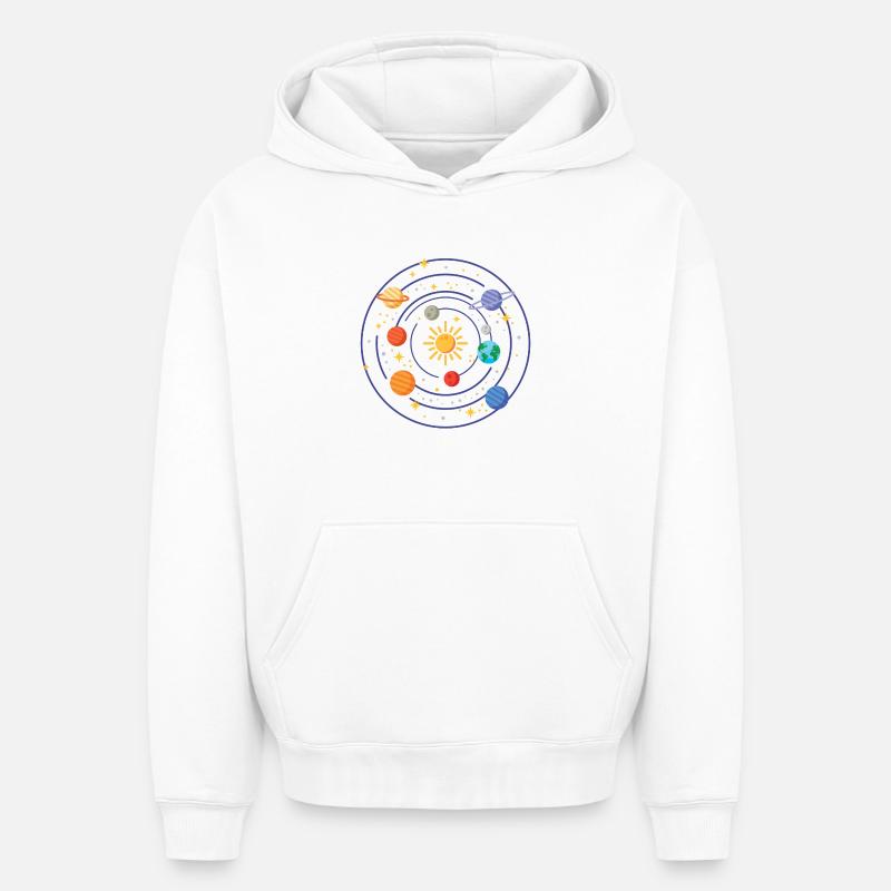 Système solaire - Sweat à capuche unisexe oversize épais SPREAD - blanc