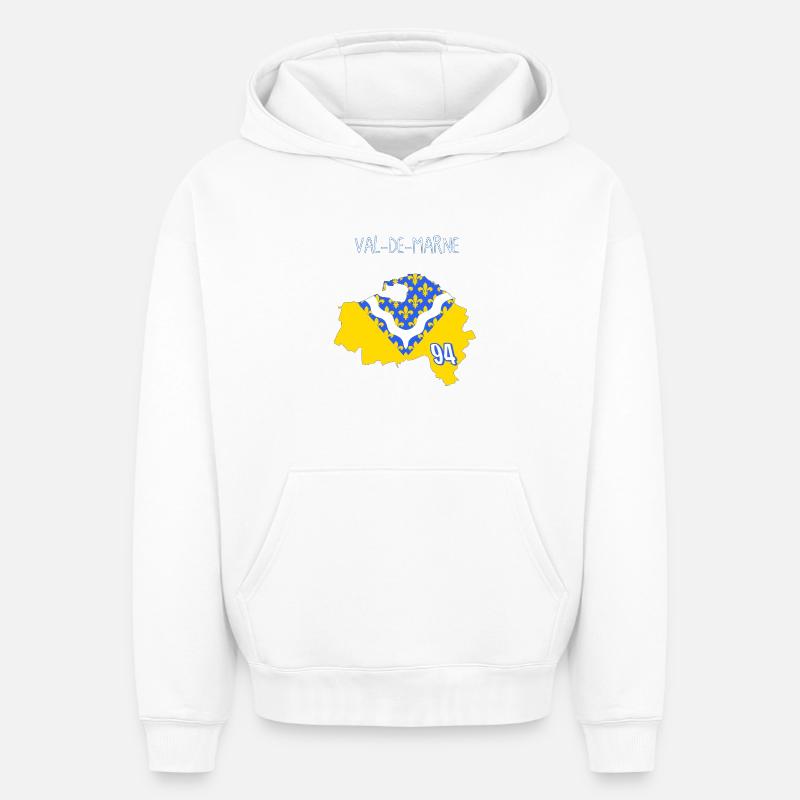 Val de marne - Sweat à capuche unisexe oversize épais SPREAD - blanc