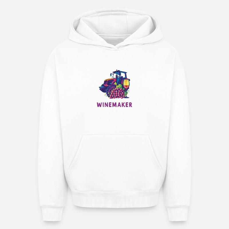 design vigneron - Sweat à capuche unisexe oversize épais SPREAD - blanc