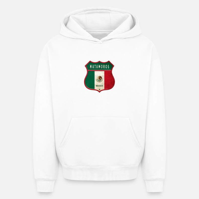 Écusson Matamoros Mexico - Sweat à capuche unisexe oversize épais SPREAD - blanc