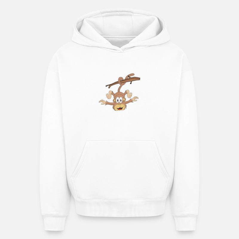 Singe suspendu - Sweat à capuche unisexe oversize épais SPREAD - blanc