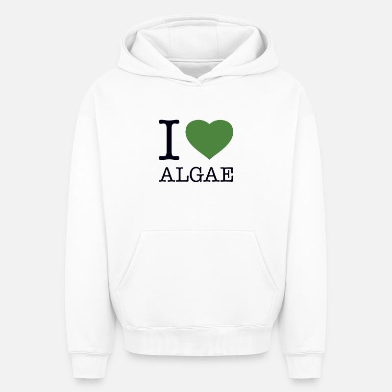 J’AIME LES ALGUES Algen - Sweat à capuche unisexe oversize épais SPREAD - blanc