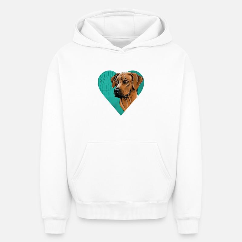 Rhodesian Ridgeback - Sweat à capuche unisexe oversize épais SPREAD - blanc