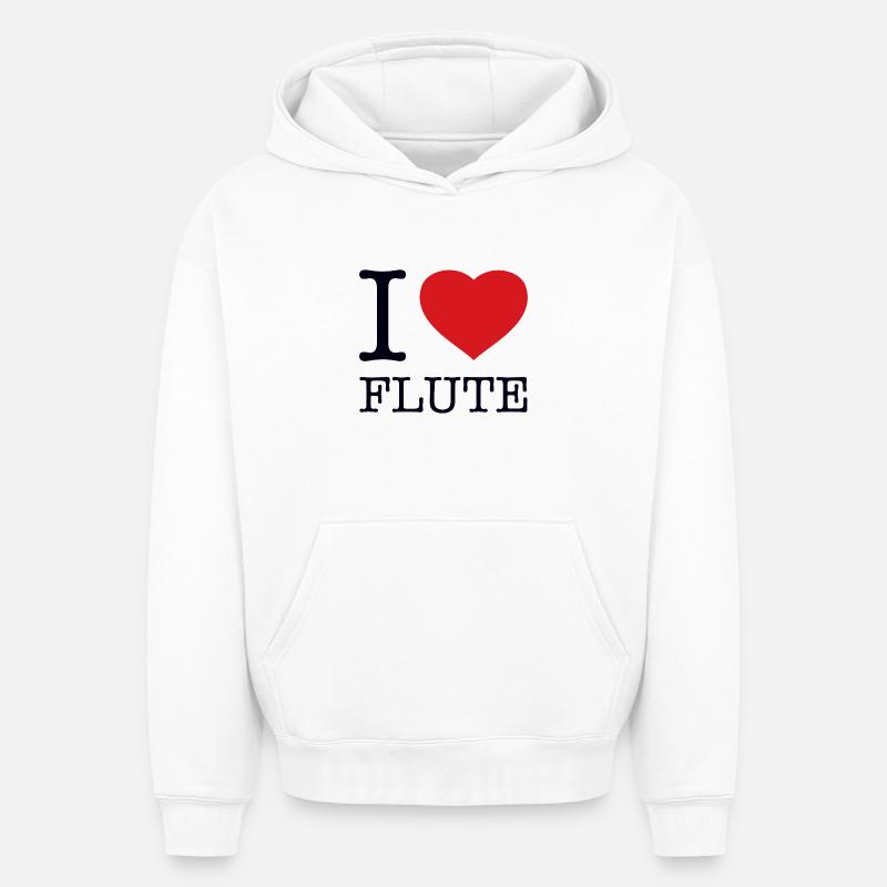 J’AIME LA FLÛTE Flöte - Sweat à capuche unisexe oversize épais SPREAD - blanc