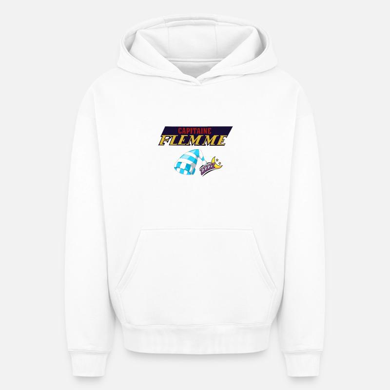 Capitaine flemme - Sweat à capuche unisexe oversize épais SPREAD - blanc