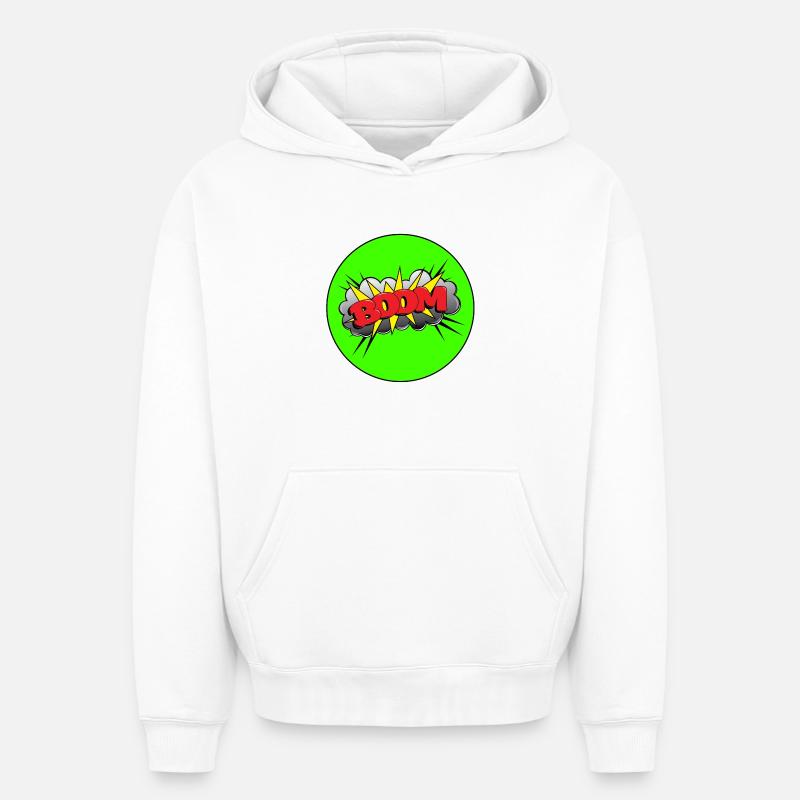Boom - Sweat à capuche unisexe oversize épais SPREAD - blanc