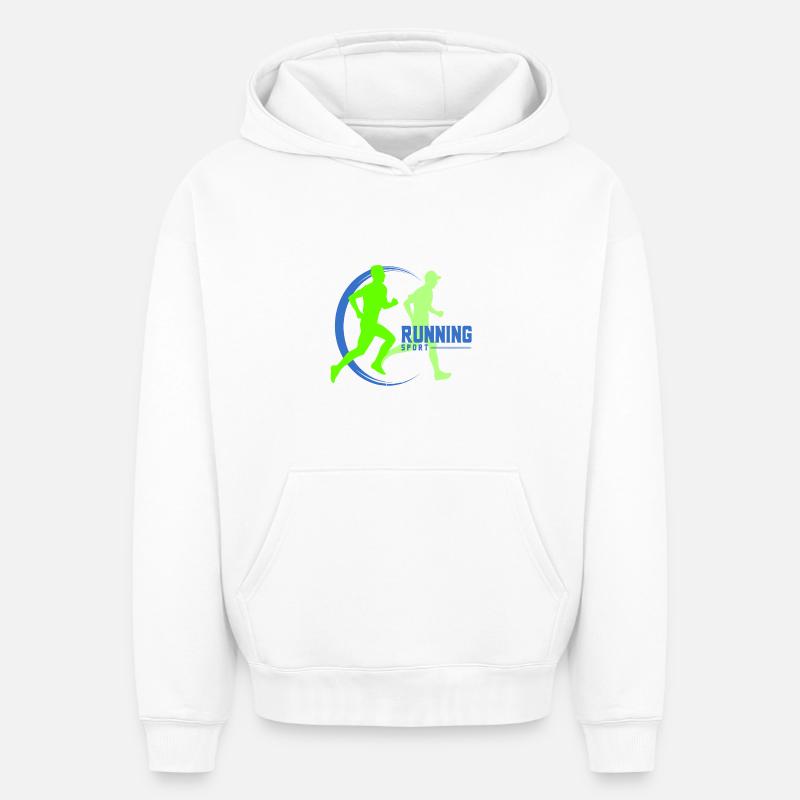 running - Sweat à capuche unisexe oversize épais SPREAD - blanc