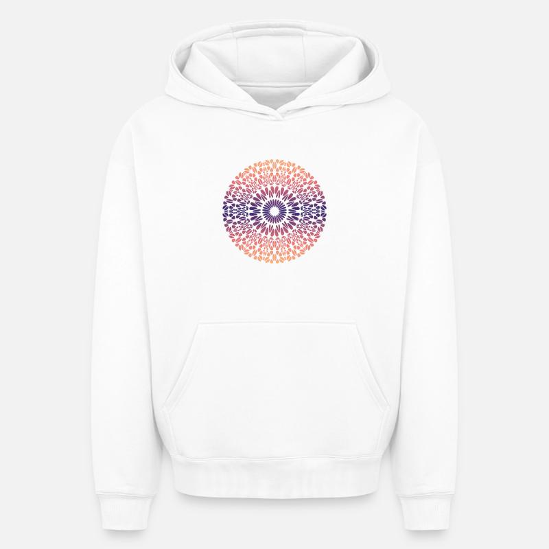 Mandala - Sweat à capuche unisexe oversize épais SPREAD - blanc
