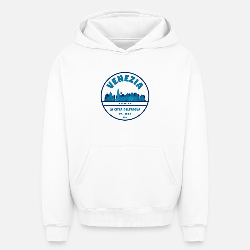 Timbre Venezia Skyline - Sweat à capuche unisexe oversize épais SPREAD - blanc