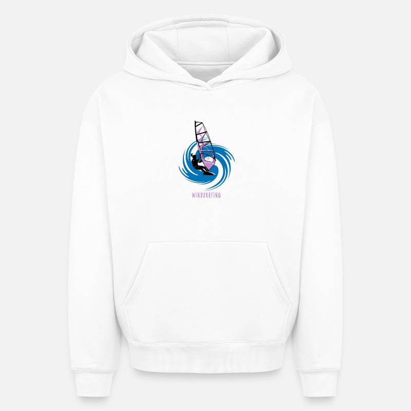 windsurfing - Sweat à capuche unisexe oversize épais SPREAD - blanc
