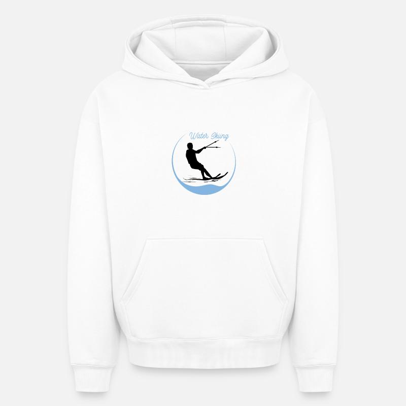 Water skiing - Sweat à capuche unisexe oversize épais SPREAD - blanc