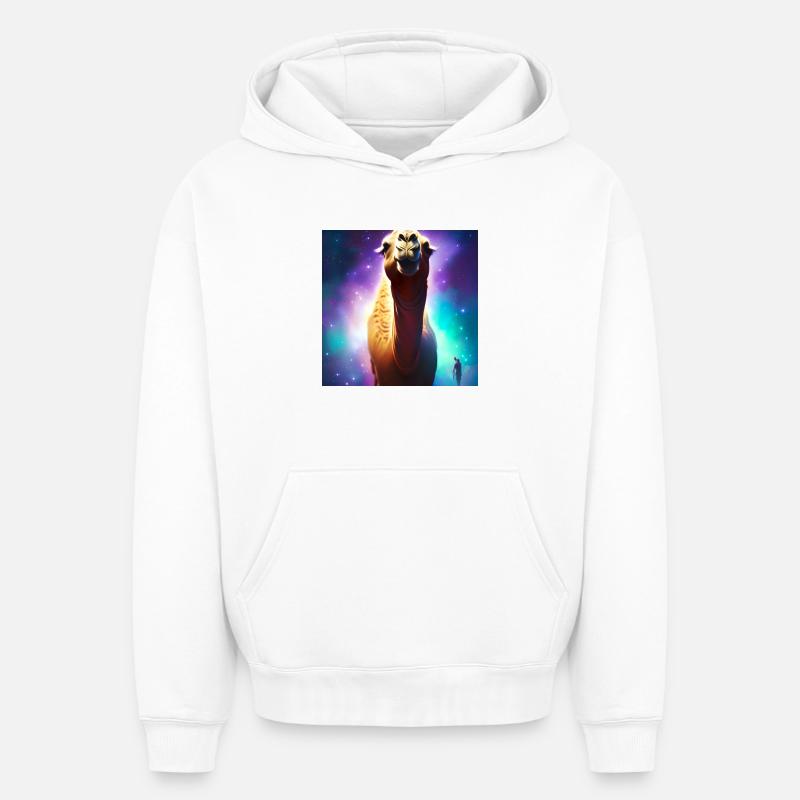 Dromedary Camel - Galaxy Space - Sweat à capuche unisexe oversize épais SPREAD - blanc