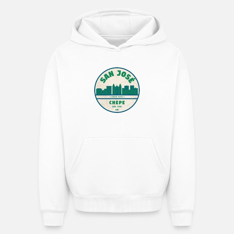 Silhouette de San José Chepe - Sweat à capuche unisexe oversize épais SPREAD - blanc