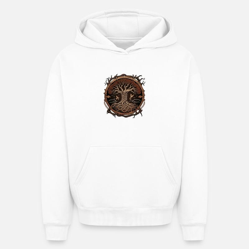 Yggdrasil - Sweat à capuche unisexe oversize épais SPREAD - blanc
