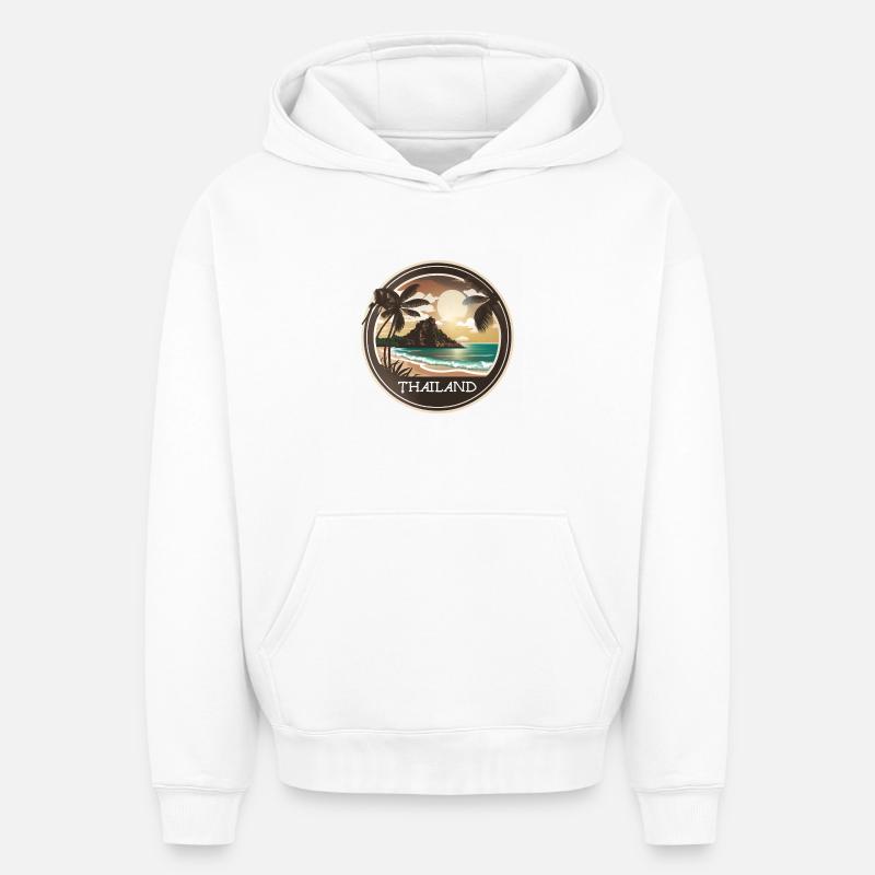 Thaïlande - Sweat à capuche unisexe oversize épais SPREAD - blanc