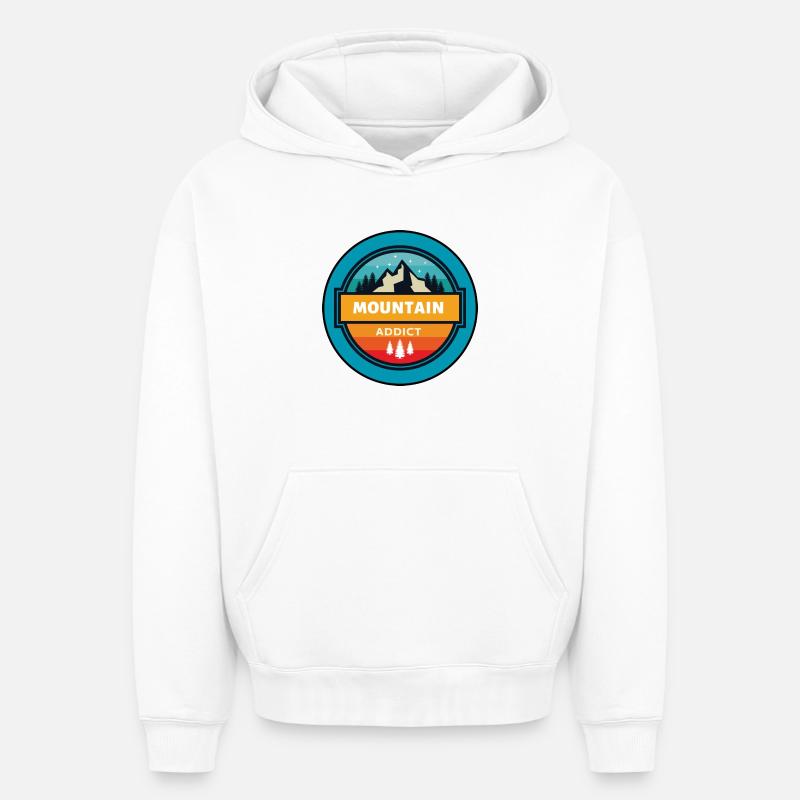 Mountain Addict - Sweat à capuche unisexe oversize épais SPREAD - blanc