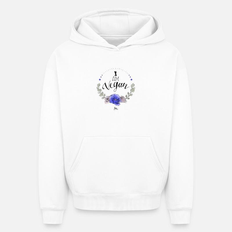 Je suis végétalien - Sweat à capuche unisexe oversize épais SPREAD - blanc