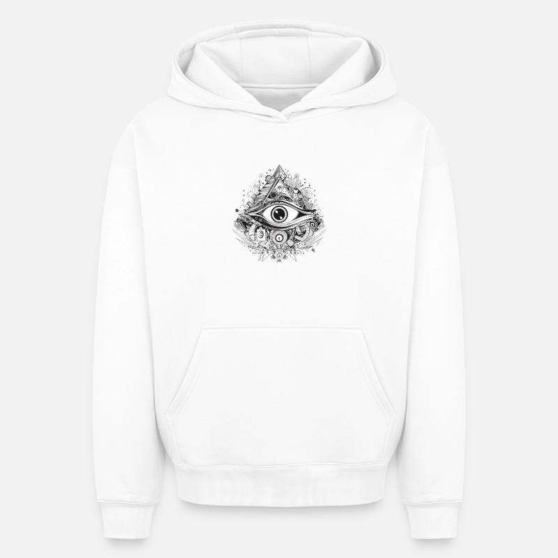 Œil mystique - Sweat à capuche unisexe oversize épais SPREAD - blanc