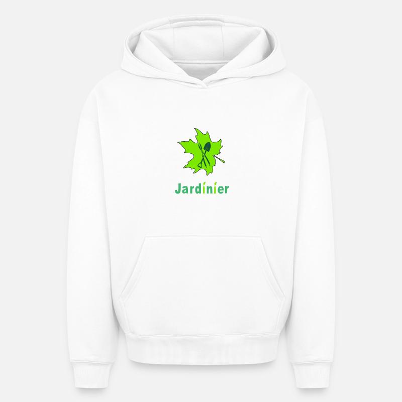 Jardinier - Sweat à capuche unisexe oversize épais SPREAD - blanc