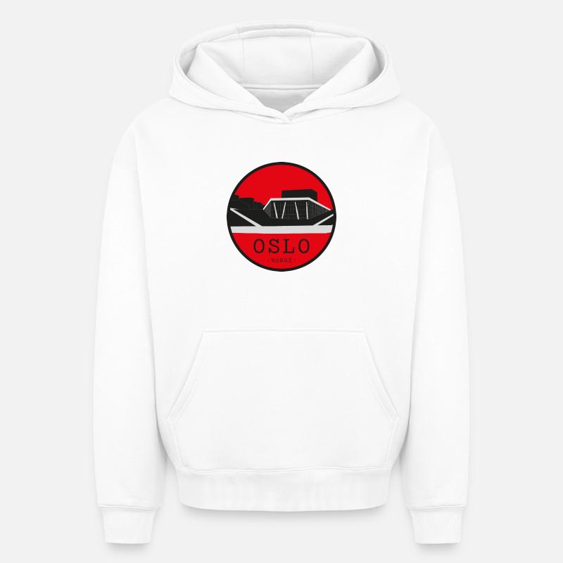 Silhouette de l’Opéra d’Oslo - Sweat à capuche unisexe oversize épais SPREAD - blanc