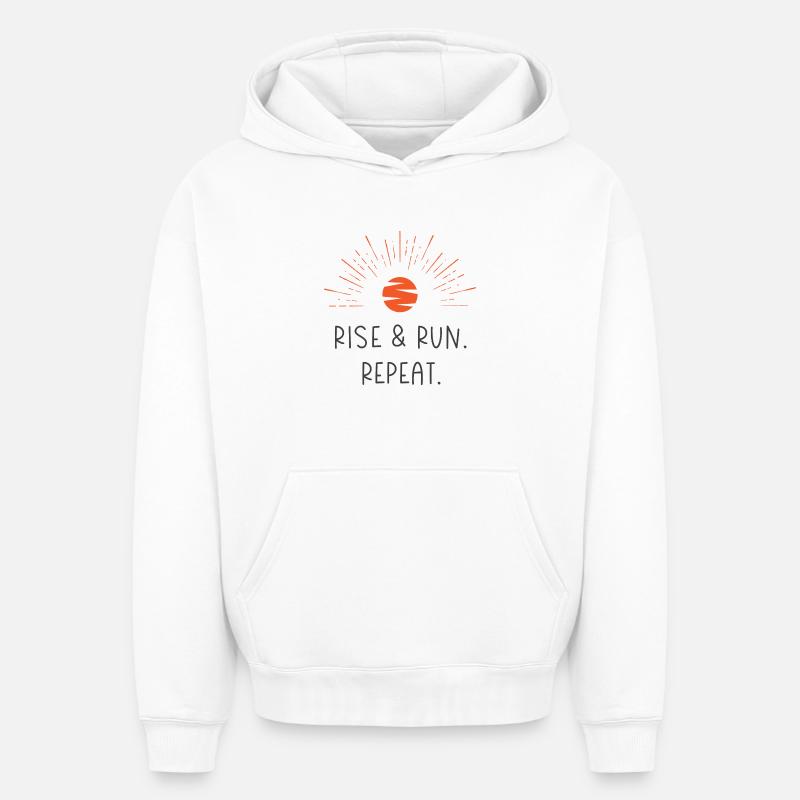 Levez-vous et courez. Répéter. - Sweat à capuche unisexe oversize épais SPREAD - blanc