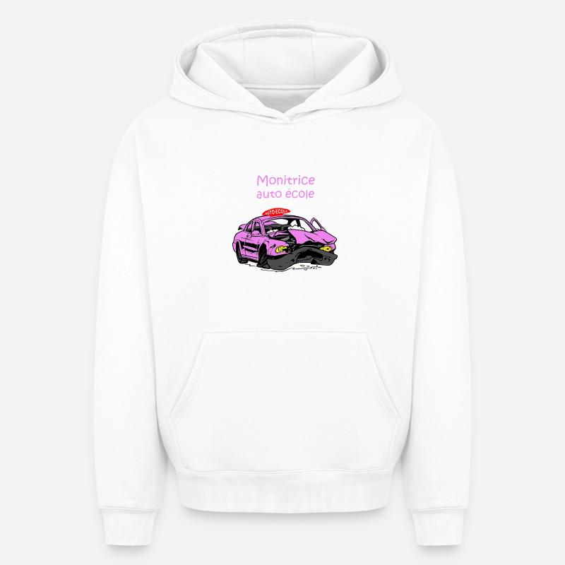 Monitrice auto-école - Sweat à capuche unisexe oversize épais SPREAD - blanc