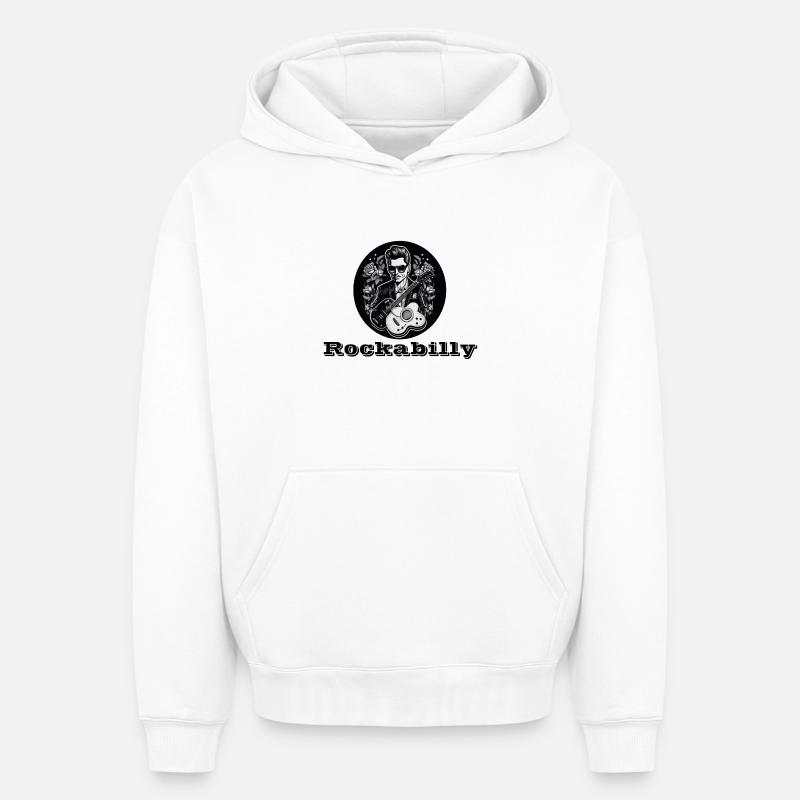 Rockabilly - Sweat à capuche unisexe oversize épais SPREAD - blanc